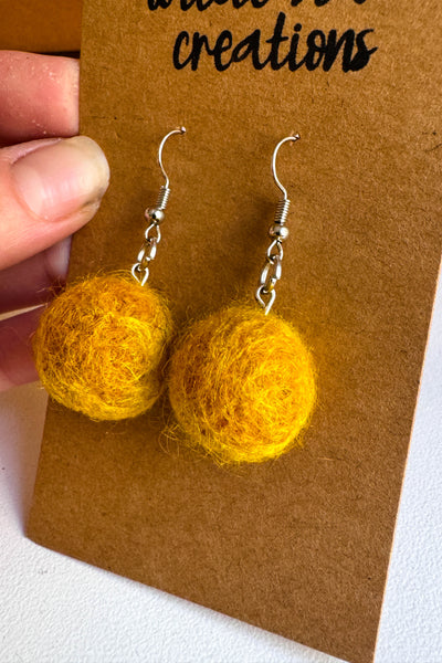 Wool Earrings in Golden Rod