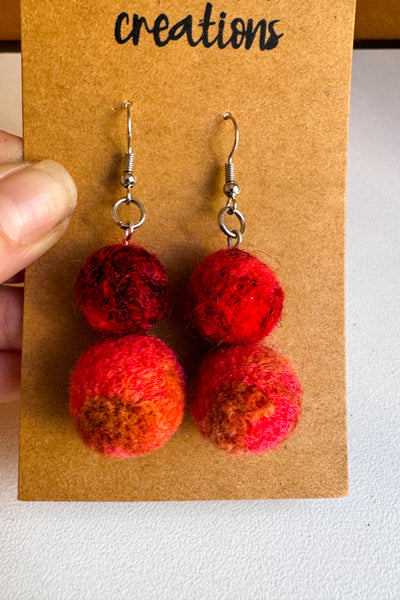 Wool Earrings in Peach Rust