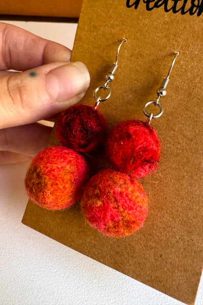 Wool Earrings in Peach Rust