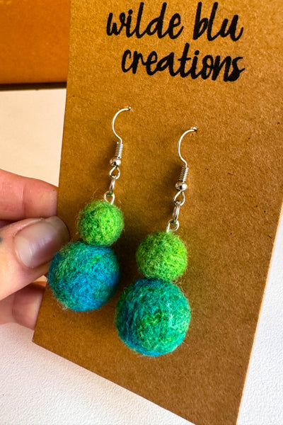 Wool Earrings in Lake Huron