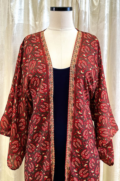 Kimono Upcycled Robe ~ Regal Red