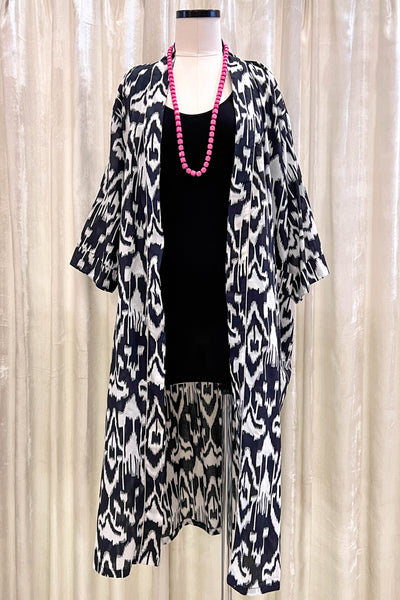 Cotton Robe ~ B&W Ikat