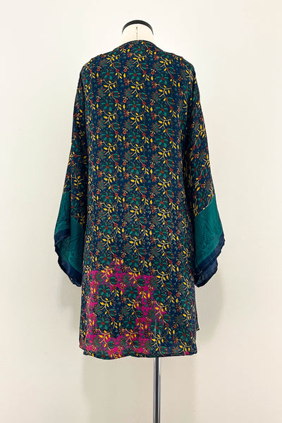 Short Upcycled Kimono Robe ~ Midnight