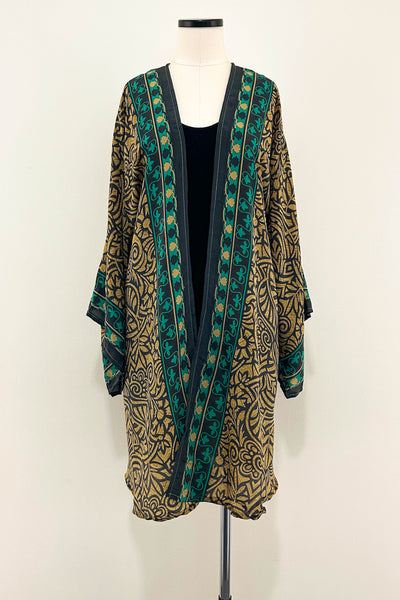 Short Upcycled Kimono Robe ~ Opaline Empire