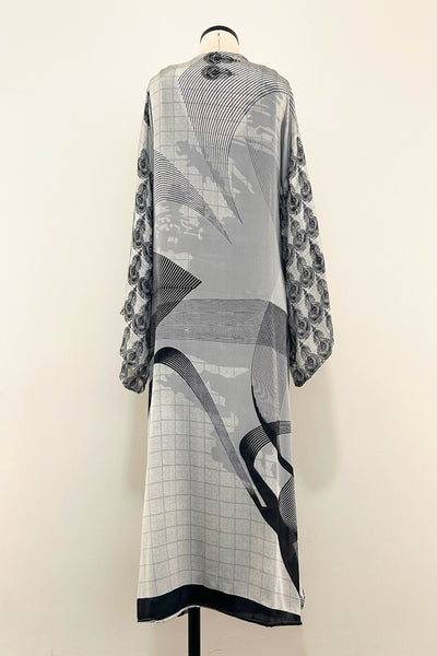 Long Upcycled Kimono Robe ~ Obsidian