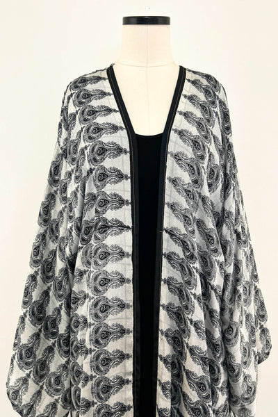 Long Upcycled Kimono Robe ~ Obsidian