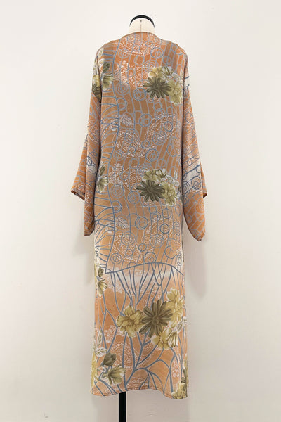 Long Upcycled Kimono Robe ~ Blush Dream