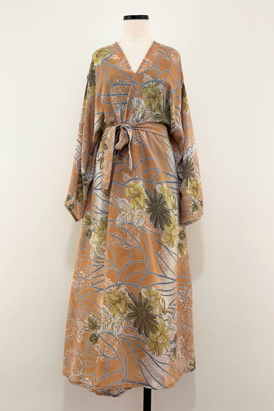 Long Upcycled Kimono Robe ~ Blush Dream