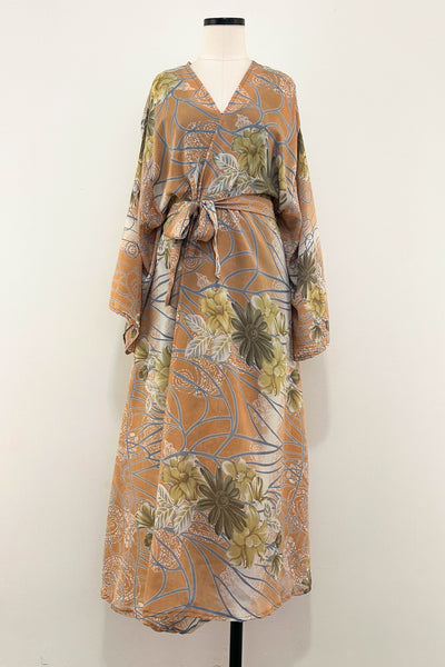 Long Upcycled Kimono Robe ~ Blush Dream