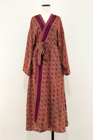 Long Upcycled Kimono Robe ~ Velvet Camellia