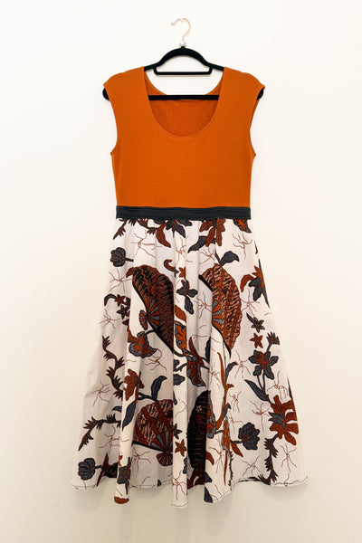 Floral & Fan Reversible Dress with Pockets - Medium