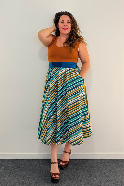 Sunset Stripe Dress w/ Pockets MEDIUM