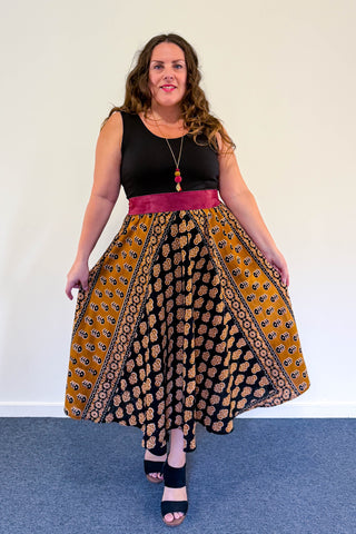 Saffron Nights Dress with Pockets - Large