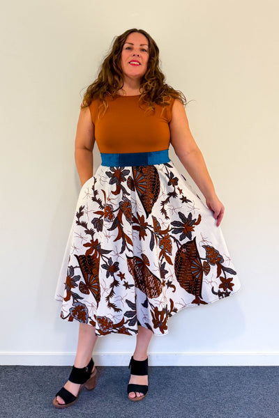 Floral & Fan Reversible Dress with Pockets - Medium