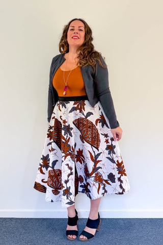 Floral & Fan Reversible Dress with Pockets - Medium