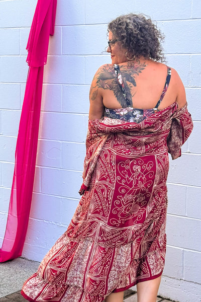 Angel Wing Upcycled Dress ~ Red, Red Wine