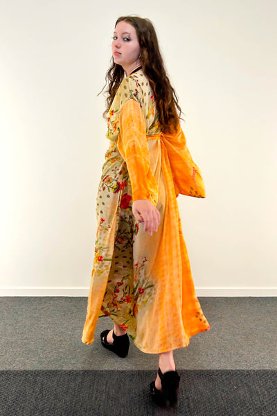 Long Upcycled Kimono Robe ~ Peace In