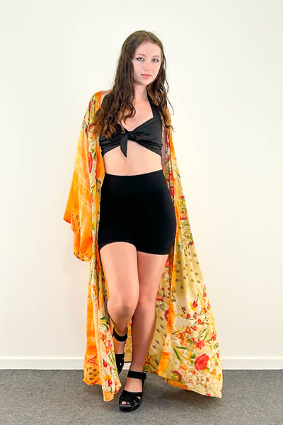Long Upcycled Kimono Robe ~ Peace In