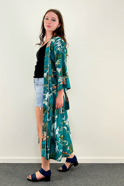 Cotton Robe ~ Teal Giraffe
