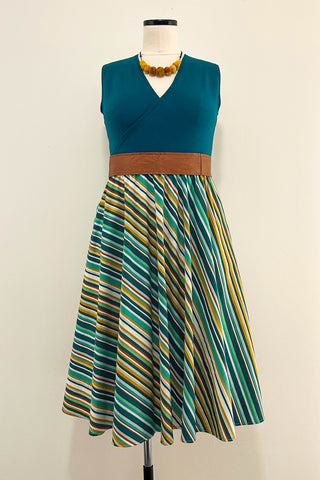 Sunset Stripe Dress w/ Pockets LARGE