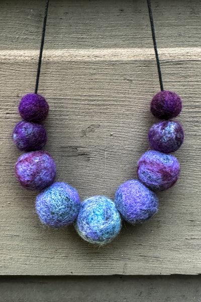 Wool Necklace in Lavender Fields