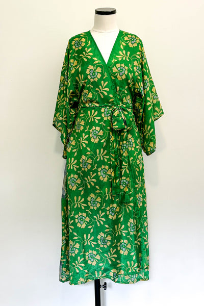 Kimono Robe Upcycled ~ Green Faerie