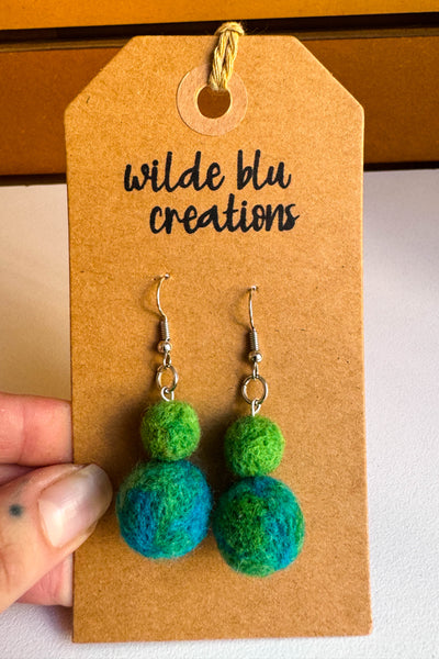 Wool Earrings in Lake Huron