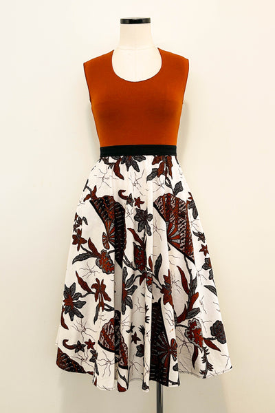 Floral & Fan Reversible Dress with Pockets - Medium