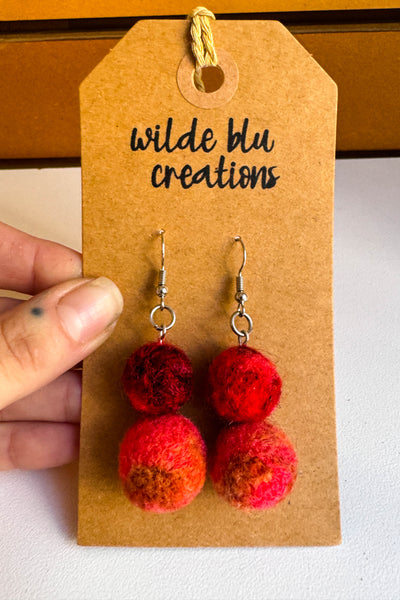 Wool Earrings in Peach Rust