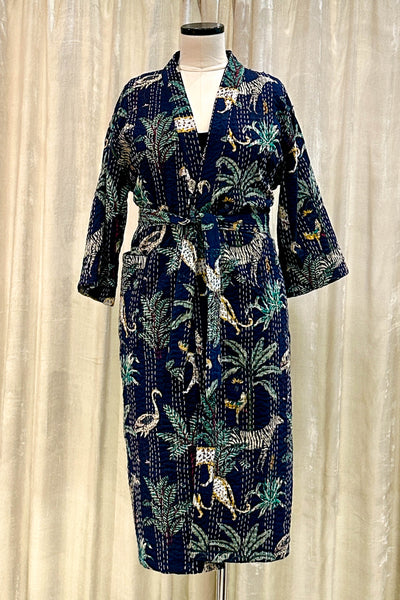 Kantha Robe ~ Navy Jungle