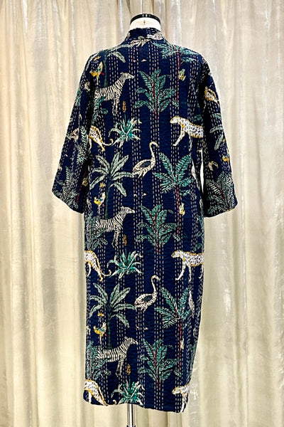 Kantha Robe ~ Navy Jungle