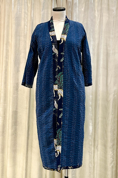 Kantha Robe ~ Navy Jungle