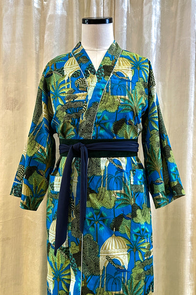 Cotton Robe ~ Turquoise Peacock