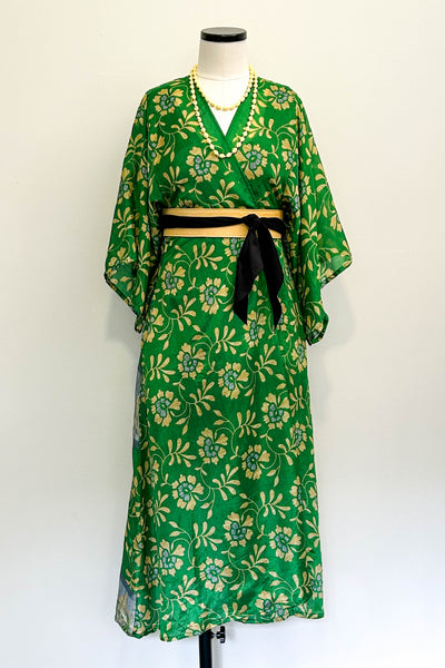 Kimono Robe Upcycled ~ Green Faerie