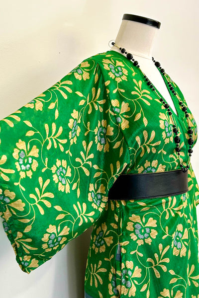 Kimono Robe Upcycled ~ Green Faerie