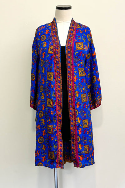 Short Upcycled Robe ~ Life in Blue