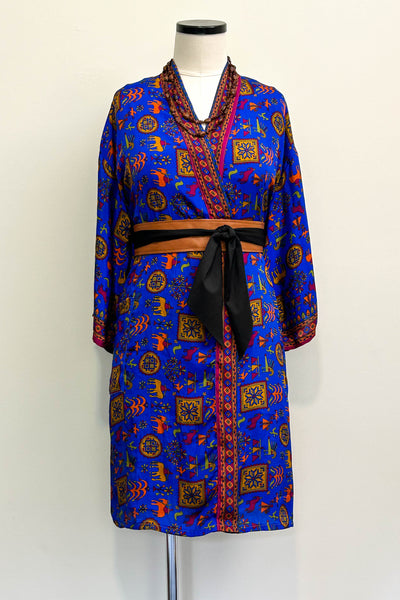 Short Upcycled Robe ~ Life in Blue