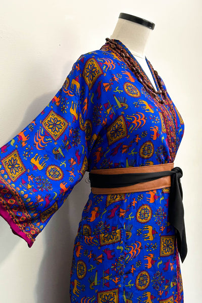 Short Upcycled Robe ~ Life in Blue