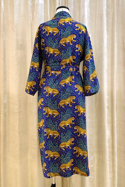 Cotton Robe - Blue Leopard