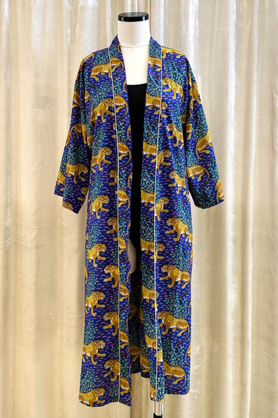 Cotton Robe - Blue Leopard