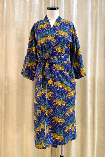 Cotton Robe - Blue Leopard