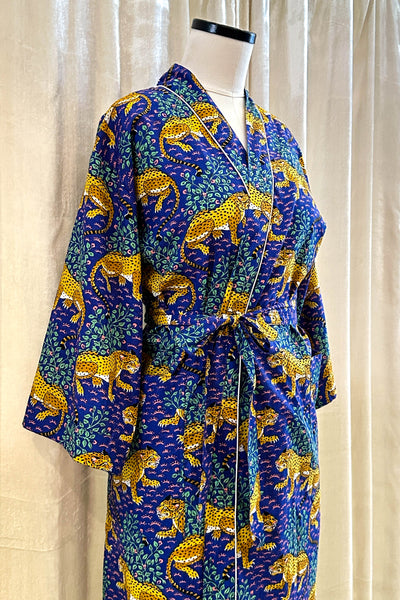 Cotton Robe - Blue Leopard