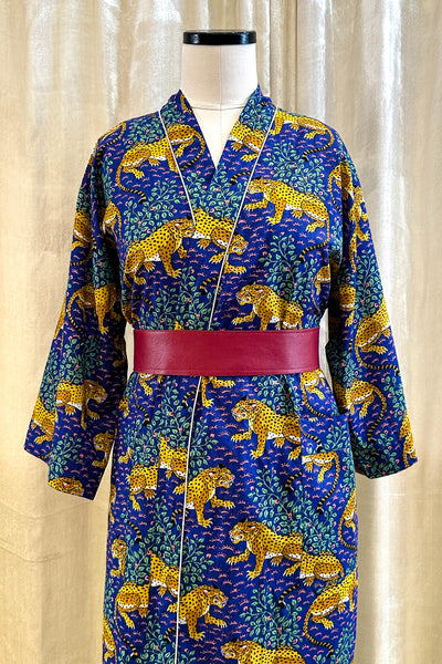 Cotton Robe - Blue Leopard