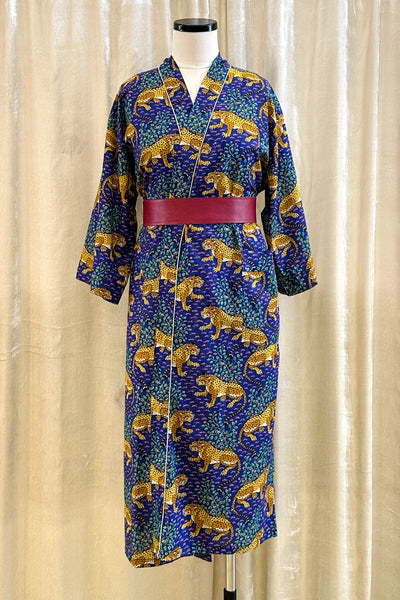 Cotton Robe - Blue Leopard