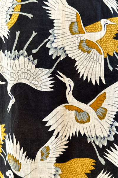 Cotton Robe ~ Black Crane