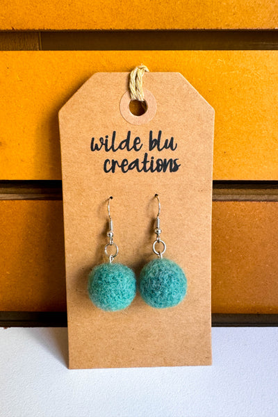 Wool Earrings in Sage Brush