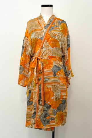 Short Upcycled Robe ~ Tangerine