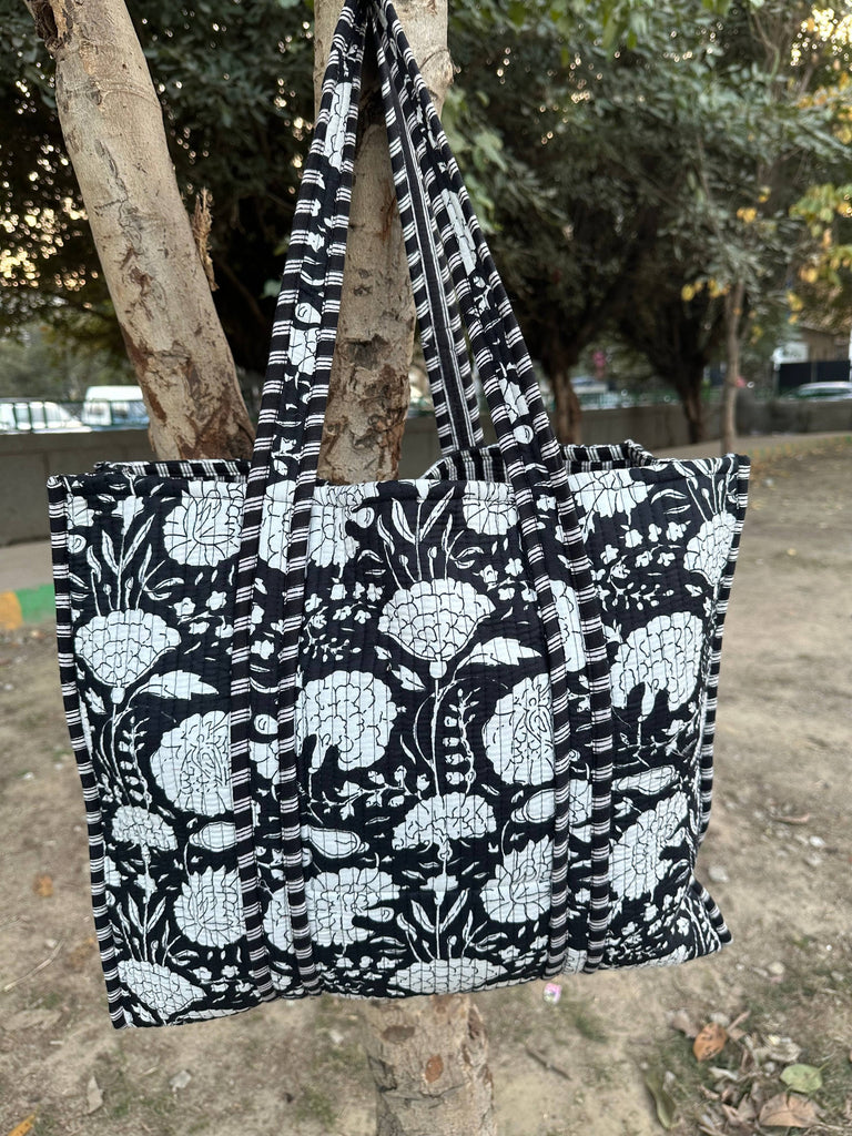 Quilted Cotton Extra Large Tote Bag, Reversible