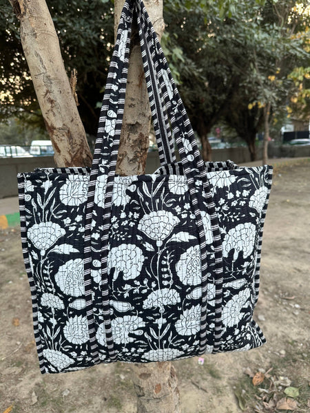 Quilted Cotton Extra Large Tote Bag, Reversible