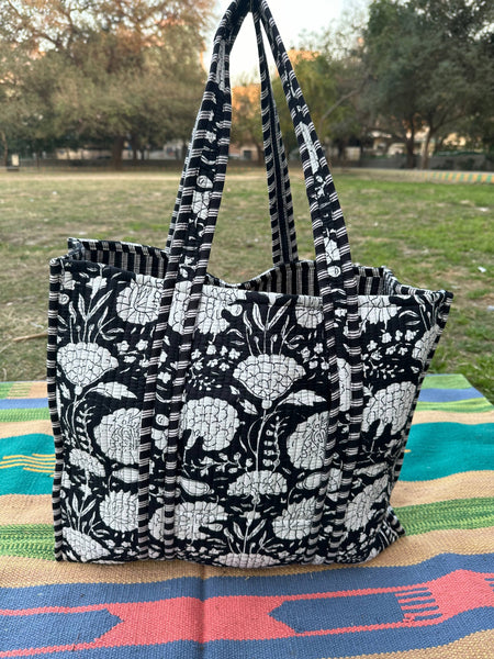 Quilted Cotton Extra Large Tote Bag, Reversible